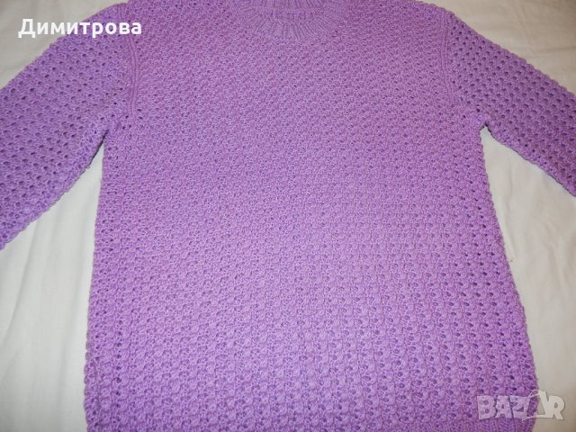 Лилава блуза- ръчно плетиво Л размер, снимка 7 - Блузи с дълъг ръкав и пуловери - 27306342