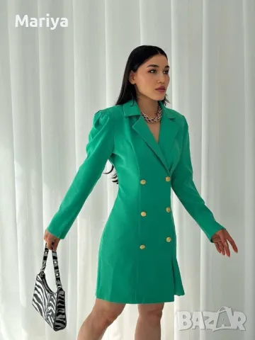 Рокля - сако. Цикламена. Зелена. Бяла. С и Л , снимка 2 - Рокли - 48297661