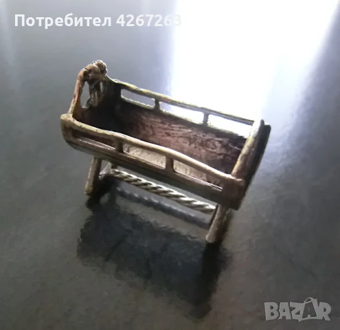 Мини фигурка бебешко кошче, маркировка .800, снимка 2 - Статуетки - 50925526