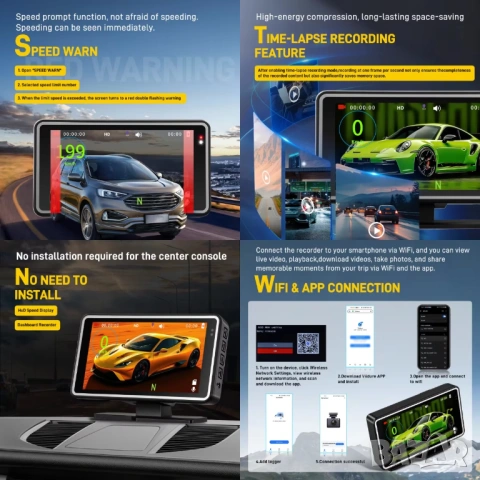 Видеорегистратор DVR, Full HD, 5 инча дисплей, ДВР, видео регистратор, за кола, за автомобил, екран, снимка 6 - Аксесоари и консумативи - 53519002