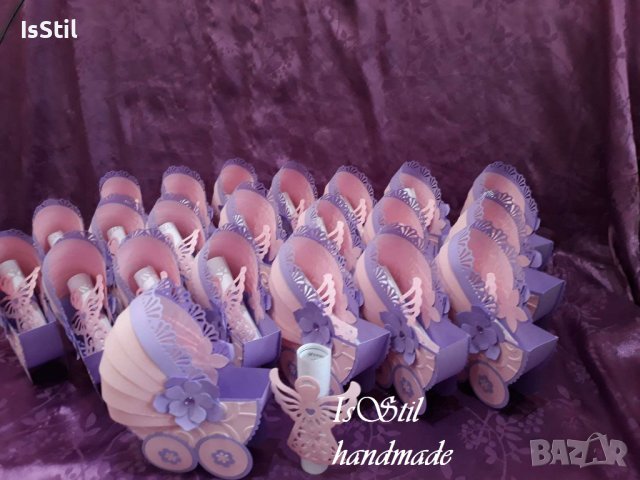 3Д количка -покана кръстници, подарък за гости на кръщене, покани колички, подарък новородено бебе, снимка 2 - Други - 18683734