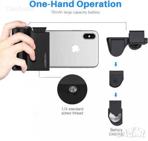 Yoozon Bluetooth дистанционно управление за снимки, поддръжка на SLR функция, съвместим с iPhone, An, снимка 2 - Селфи стикове, аксесоари - 37735657