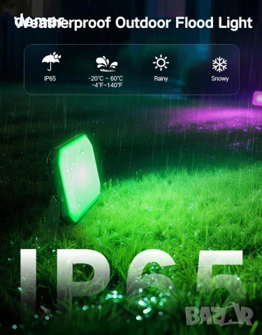 OUTON V2 Смарт външни LED прожектори RGBAICW, приложение и дистанционно, 4 броя, IP65, снимка 5 - Лед осветление - 51316357