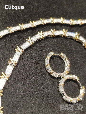 комплект колие ,обеци  и гривна от висококачествена стомана тифани