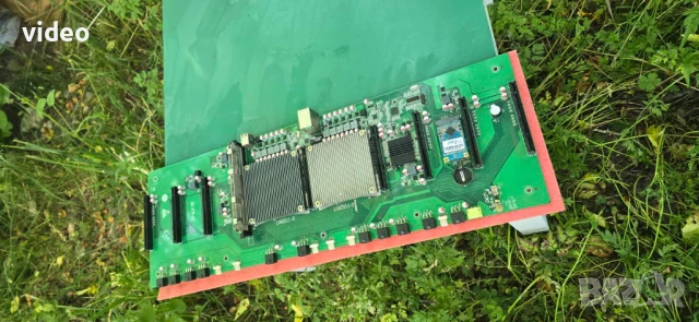 Дъно за 9 видеокарти с 2 процесора, рам и хард диск включени в цената !!