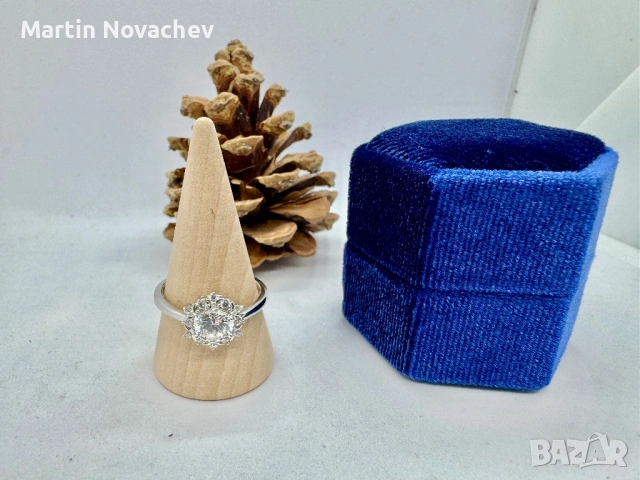 Сребърен пръстен с кубичен Цирконий , снимка 2 - Пръстени - 53098919