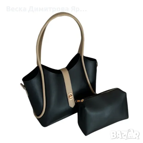 Изискана дамска чанта с практичен несесер, снимка 5 - Чанти - 49293212