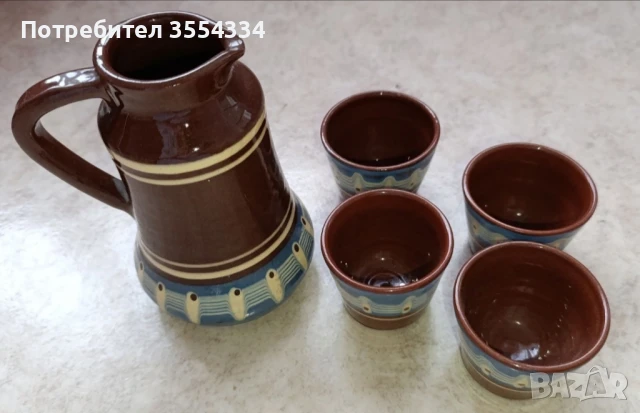 Старинна кана и чаши, снимка 5 - Антикварни и старинни предмети - 51387187