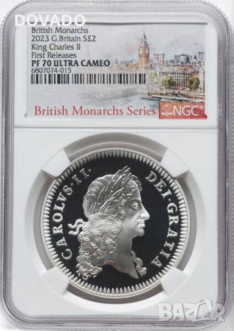 2023 Charles II 1oz (31.1г) £2 - Сребърна Монета - NGC PF70 - Ограничено Издание 1350 -Great Britain, снимка 1 - Нумизматика и бонистика - 43893624