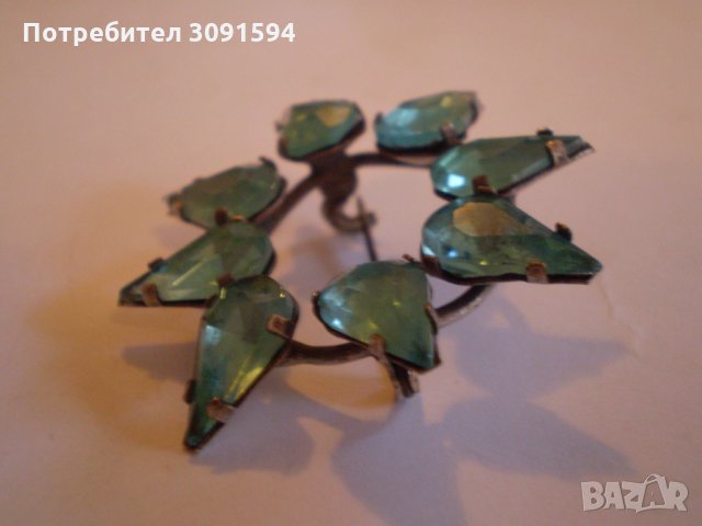 Винтидж брошка сини циркони, снимка 3 - Антикварни и старинни предмети - 34947399