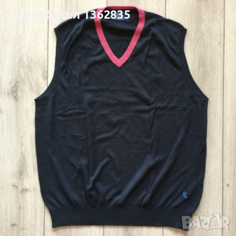 оригинален син памучен пуловер без ръкави PLAYLIFE размер XL от Италия, снимка 4 - Пуловери - 53203640