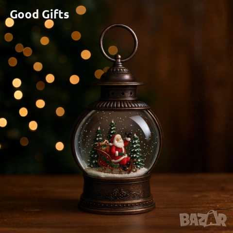 Светещ коледен снежен глобус фенер с LED осветление и въртящ сняг – различни модели, снимка 2 - Декорация за дома - 52235617