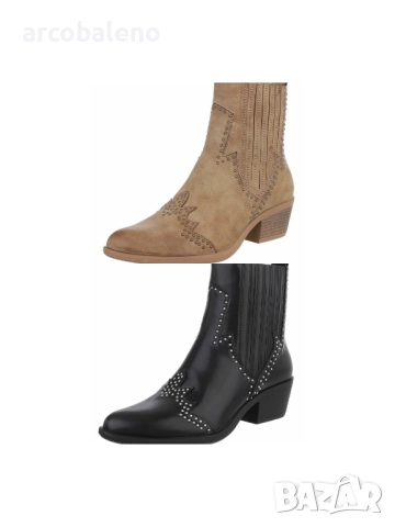 Дамски уестърн и байкърски ботуши, 2цвята 