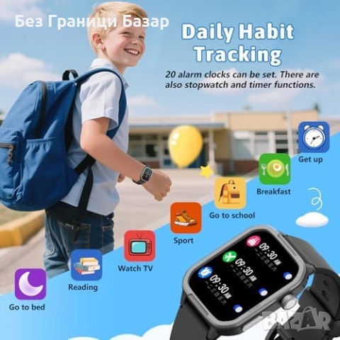 Нов часовник Детски фитнес тракер с крачкомер, мониторинг на сън и активности, снимка 6 - Детски - 51918402