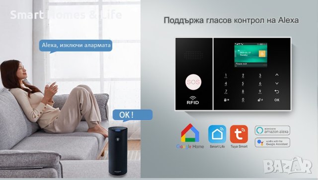 WiFi / GSM Смарт професионална Алармена система + сензор за дим и вода, снимка 4 - Други - 43554121