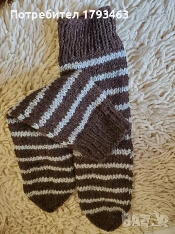 Ръчно плетени мъжки чорапи от вълна, размер 43, снимка 1