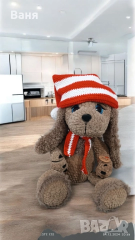 Ръчно плетено кученце, снимка 3 - Плюшени играчки - 47874809