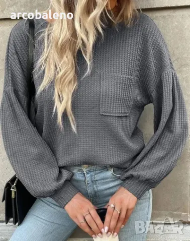 Дамски плетен пуловер с изрязан отворен гръб с дълги ръкави, 10цвята , снимка 3 - Блузи с дълъг ръкав и пуловери - 48299208
