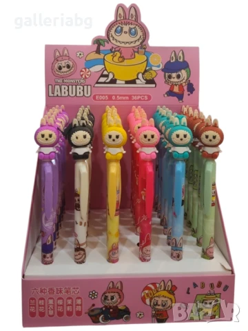 Комплект 36 химикалки Labubu – цветни, с герои, 0.5 mm (Лабубу)