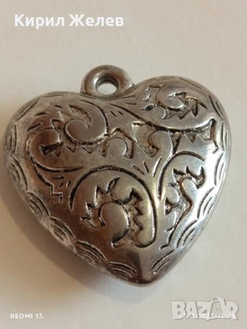 ПОСРЕБРЕН РОМАНТИЧЕН АЖУРЕН АРТ НУВО СТИЛ МЕДАЛЬОН СЪРЦЕ 19486, снимка 3 - Колиета, медальони, синджири - 52501717