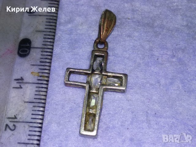СТАРО СРЕБЪРНО КРЪСТЧЕ СРЕБРО 925 с ФАСЕТИРАНИ ИСКРЯЩИ КРИСТАЛИ Едното КАМЪЧЕ ЛИПСВА! 40508, снимка 11 - Колиета, медальони, синджири - 43225044
