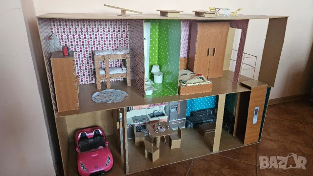 Къща за кукли Барби, ръчно изработена, снимка 8 - Кукли - 50799639