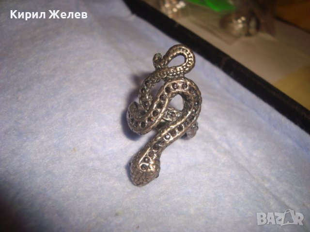 ПОСРЕБРЕН ЛАКИРАН ЗМИЕВИДЕН ФИГУРАЛЕН МЕСИНГОВ НЕО ГОТИКА АРТ ПРЪСТЕН 27763, снимка 5 - Пръстени - 37452092