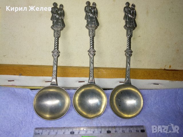 Три СТАРИ ГОЛЕМИ НЕМСКИ ФИГУРАЛНИ КОЛЕКЦИОНЕРСКИ ЦИНКОВИ ЛЪЖИЦИ ЧЕРПАЦИ / ЧЕРПАК с МАРКИРОВКИ 42757, снимка 5 - Колекции - 43949452