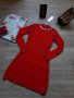 Нова колекция червена рокля с кристали от фино плетиво на намаление, снимка 3