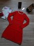 Нова колекция червена рокля с кристали от фино плетиво на намаление, снимка 3