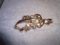 ФИНА КРАСИВА ФЛОРАЛНА ПОЗЛАТЕНА МЕДНА БЕЛ ЕПОК БРОШКА с ФАСЕТИРАНИ ЦИРКОНИ 27899, снимка 8