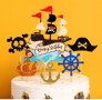  Happy Birthday пиратски кораб картонен топер за торта украса табела пиратско парти, снимка 2