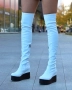 Ботуши на платформа - бяла кожа с черно ходило, снимка 2