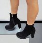 Боти на ток - черен велур - 2CA-9477, снимка 2