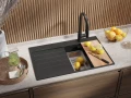 Графит гранитна кухненска мивка Сидни 780-45 Ergo Multilevel 780х500, снимка 5