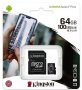 Бърза MicroSD 64GB "Kingston" CANVAS, class10 - нова карта памет, запечатана