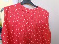 Дамска блуза без ръкав червена на бели точки Размер L-XL, снимка 1 - Блузи с дълъг ръкав и пуловери - 33345842