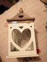 Дървен фенер сърце с метална дръжка, снимка 6