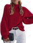 Дамски ежедневен свободен пуловер с висока яка, 8цвята - 023, снимка 2
