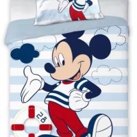 Детски спален комплект Мики Маус, 100% памук, 2 части, 100x135 см, снимка 1 - Спално бельо - 40442748