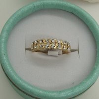 18 К златно покритие позлатен пръстен от медицинска стомана с бели кристали, снимка 14 - Пръстени - 43706934