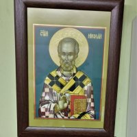 Икона на Свети Николай Мирликийски Чудотворец , репродукция с рамка и стъкло, снимка 4 - Икони - 42946843
