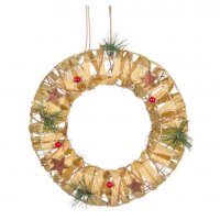 Коледен светещ венец, борови плодове с 10 лампи, снимка 1 - Декорация за дома - 34773415