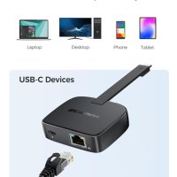 Cable Matters Преносим USB C до 2,5 Gigabit Ethernet адаптер със 100 W зареждане, снимка 6 - Кабели и адаптери - 44050522