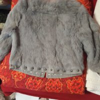 Дамско сиво късо кожено яке, снимка 2 - Якета - 34937598