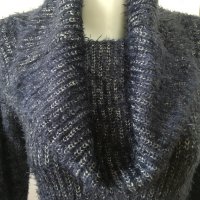 Morgan marine S стилен пухкав мек пуловер с шал яка дълъг ръкав, снимка 2 - Блузи с дълъг ръкав и пуловери - 27273098