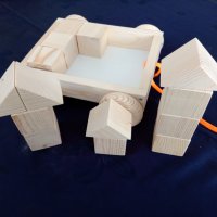 Количка с дървени кубчета, за дърпане., снимка 3 - Играчки за стая - 39612523