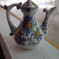 Невероятен стар руски чайник порцелан позлата кобалт, снимка 1 - Антикварни и старинни предмети - 36926767