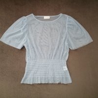 pure friday дамски прозрачен топ-тениска от мрежеста материя в син цвят р-р М - подарък към поръчка, снимка 1 - Корсети, бюстиета, топове - 43869100