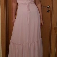 Дълга елегантна рокля цвят пудра  Fervente , снимка 2 - Рокли - 26398106